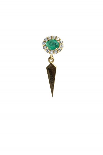 The Emerald Crowned Spear Single  Earrings | Piercing Realms Collection