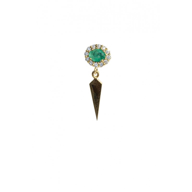 The Emerald Crowned Spear Single  Earrings | Piercing Realms Collection