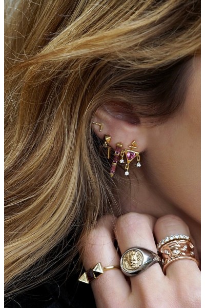 Stalactite pink tourmaline single earring  | Uranus Collection 