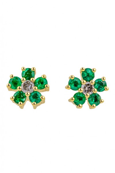 Emerald Daisy Earrings | Dewdrop Collection