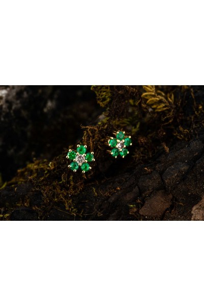 Emerald Daisy Earrings | Dewdrop Collection
