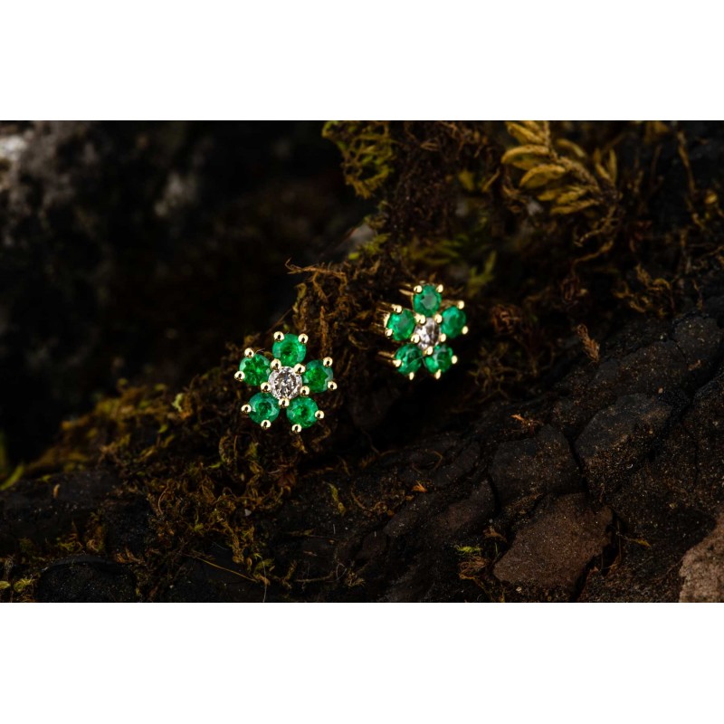 Emerald Daisy Earrings | Dewdrop Collection