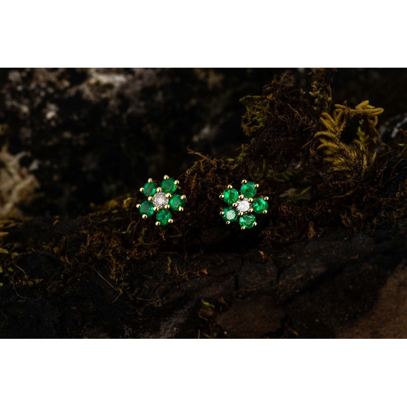 Emerald Daisy Earrings | Dewdrop Collection