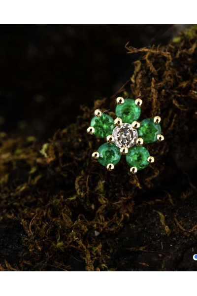 Emerald Daisy Single Earring | Dewdrop Collection