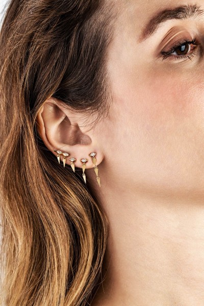 Ingrid Double Spike Marquise Diamond Single Earrings | Marquise Collection   