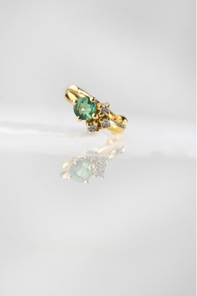 Emerald Flower Mini Hoop Single Earring | Uranus Collection