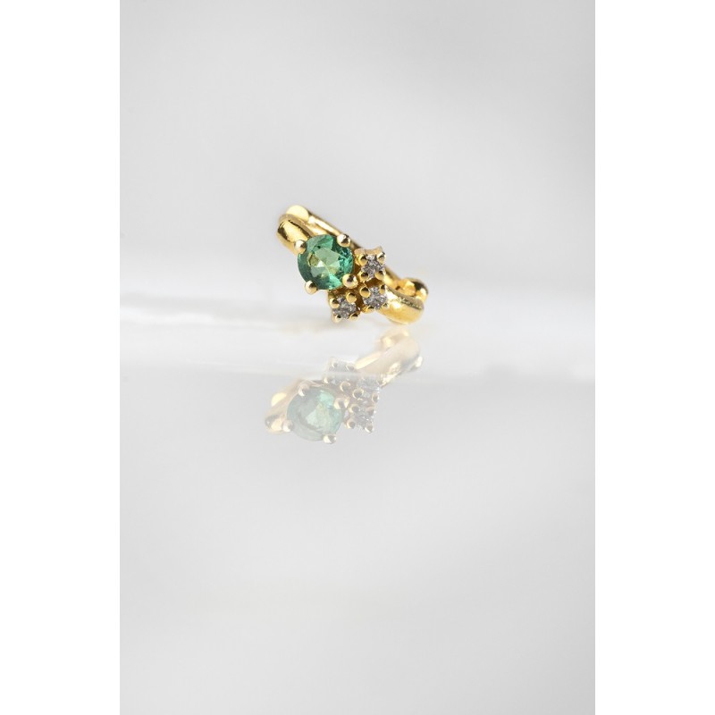 Emerald Flower Mini Hoop Single Earring | Uranus Collection