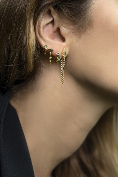 Emerald Flower Mini Hoop Single Earring | Uranus Collection
