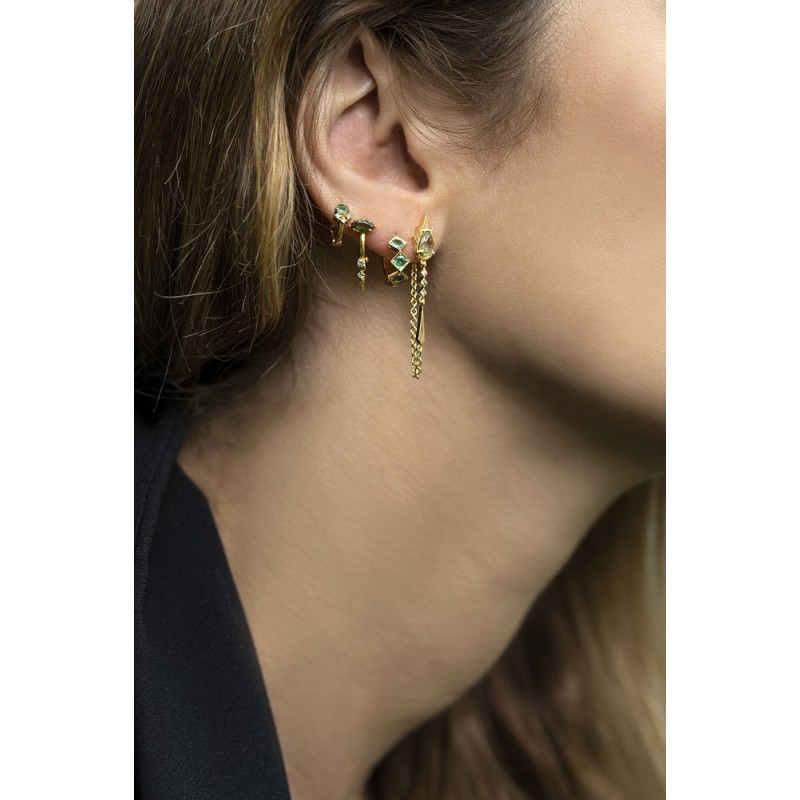 Emerald Flower Mini Hoop Single Earring | Uranus Collection