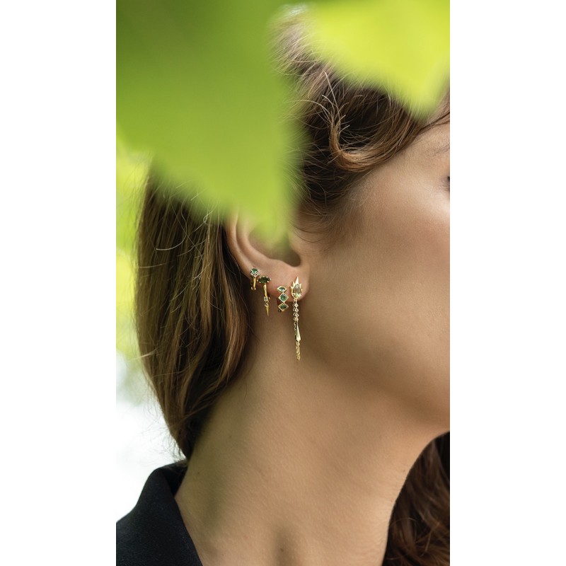 Emerald Flower Mini Hoop Single Earring | Uranus Collection