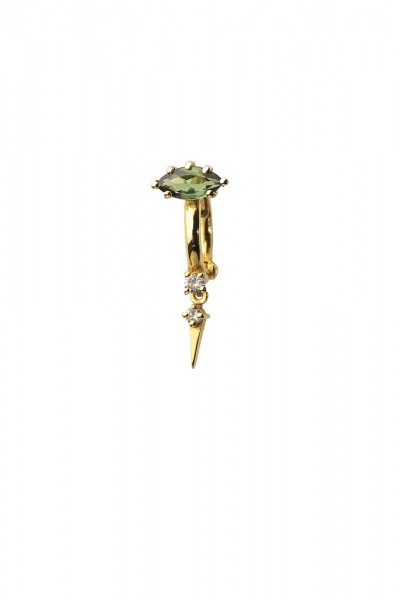 Tourmaline Navette Mini Hoop Single Earring | Uranus Collection