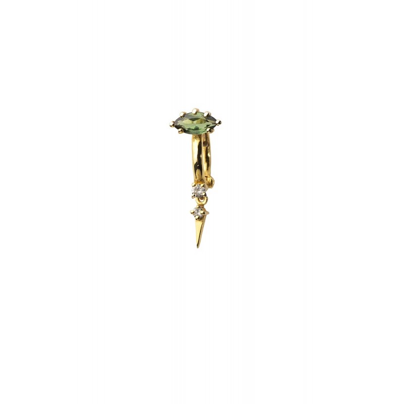 Tourmaline Navette Mini Hoop Single Earring | Uranus Collection