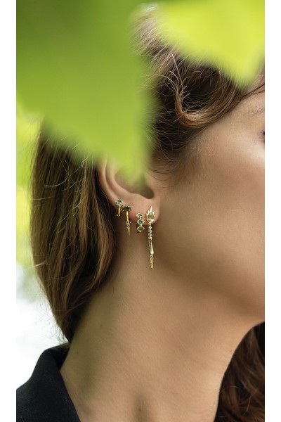 Tourmaline Navette Mini Hoop Single Earring | Uranus Collection