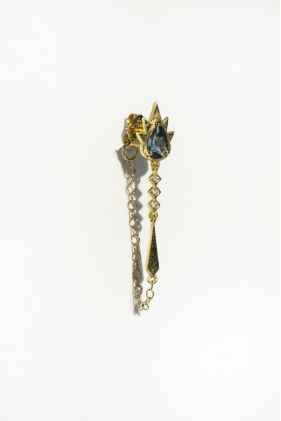 London Blue Fire Single Earring | Uranus Collection