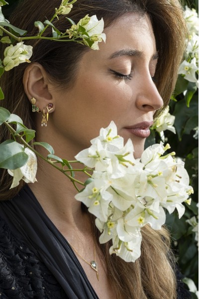 Rosaline Tourmaline Single Earring | Dewdrop Collection
