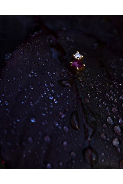 Scarlet Drop Single Earring | Dewdrop Collection