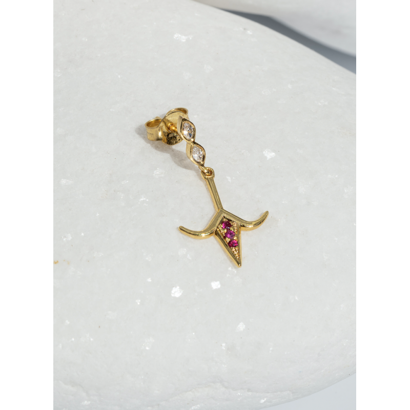 Goldern ram singe Earring | Marquise Collection
