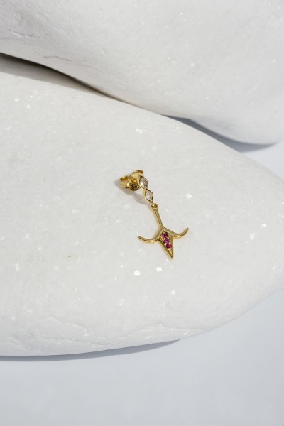 Goldern ram singe Earring | Marquise Collection