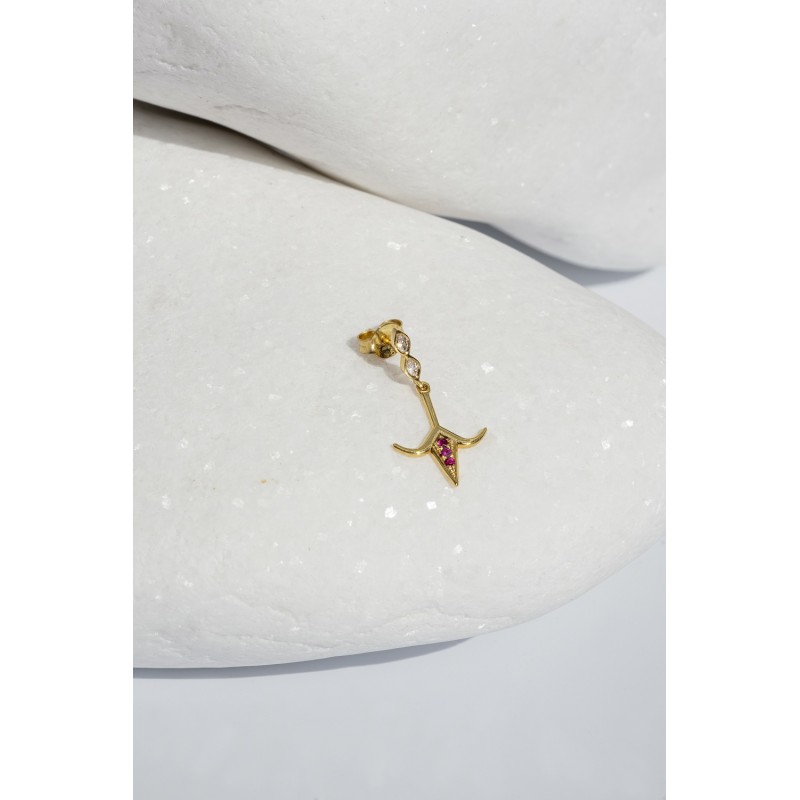 Goldern ram singe Earring | Marquise Collection
