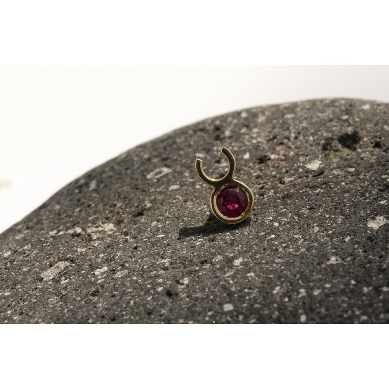 Blood Ruby Mercury Single Earring | Alchemie Collection