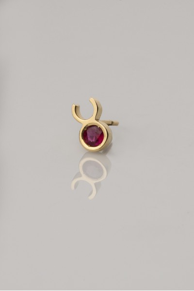 Blood Ruby Mercury Single Earring | Alchemie Collection