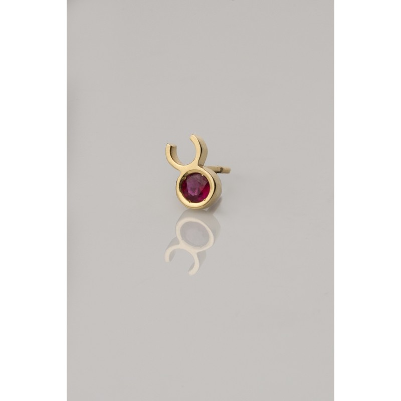 Blood Ruby Mercury Single Earring | Alchemie Collection