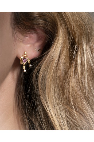 Rubellite Brilliant Triangle Dream Catcher Earrings | Alchemie Collection