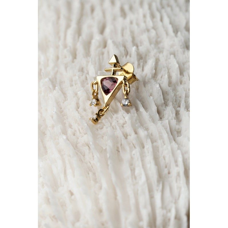 Rubellite Brilliant Triangle Dream Catcher Earrings | Alchemie Collection