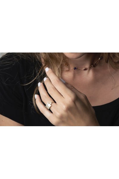 Narcissa Aquamarine & Square Diamonds Baguette Ring | Forêt Collection