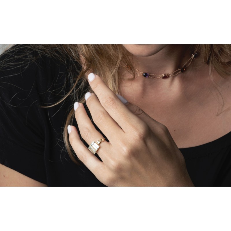 Narcissa Aquamarine & Square Diamonds Baguette Ring | Forêt Collection